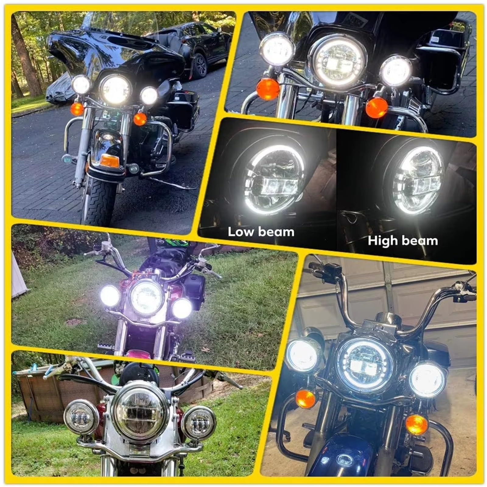 MESKEL Fari Anteriori Moto per Touring per Softail per Heritage per Street per Glide per Road per King Proiettore Faro LED Universale da 5,75/7 Pollici 90W per Moto | 7 inch Black