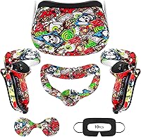 Vista 1 de VR Accessories for Oculus Quest 2, Silicone Face Cover/Controller Grip Cover/VR Shell Cover/Lens Cover/10PCS Disposable Eye Cover are Included in VR