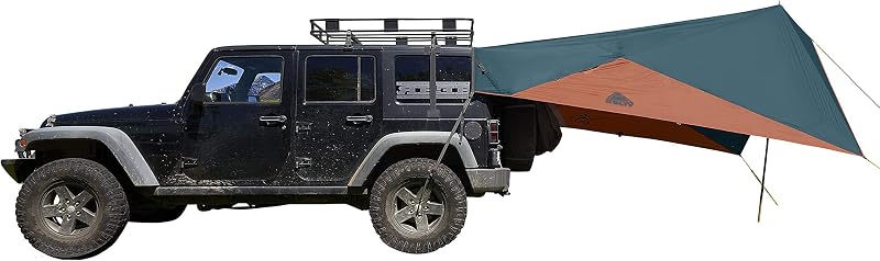 Kelty Waypoint Tarp, Reflecting Pond/Gingerbread, Semi-Universal Vehicle Mounting System, Enhanced Protection from The Elements, Single-Pole Design, Shark-Mouth Carry Bag for Easy Transport, & More