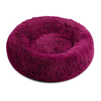 Goofy Tails Donut Dog Bed| Luxurious Anti-Anxiety Snuggle Round Bed for Dog| Small/Medium, Plum (76 cm x 76 cm x 21 cm/ 30