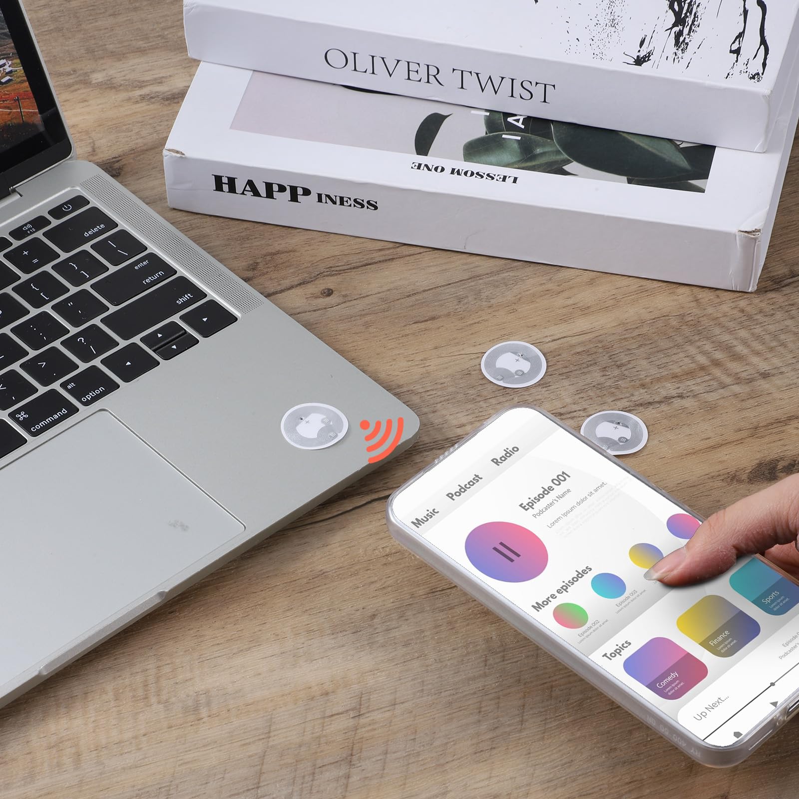 50 szt. naklejek NFC z oryginalnym chipem NTAG216 NFC naklejki samoprzylepne etykiety przezroczyste znaczniki RFID wielokrotnego zapisywania 888 bajtów pamięci odpowiednie do wszystkich urządzeń z