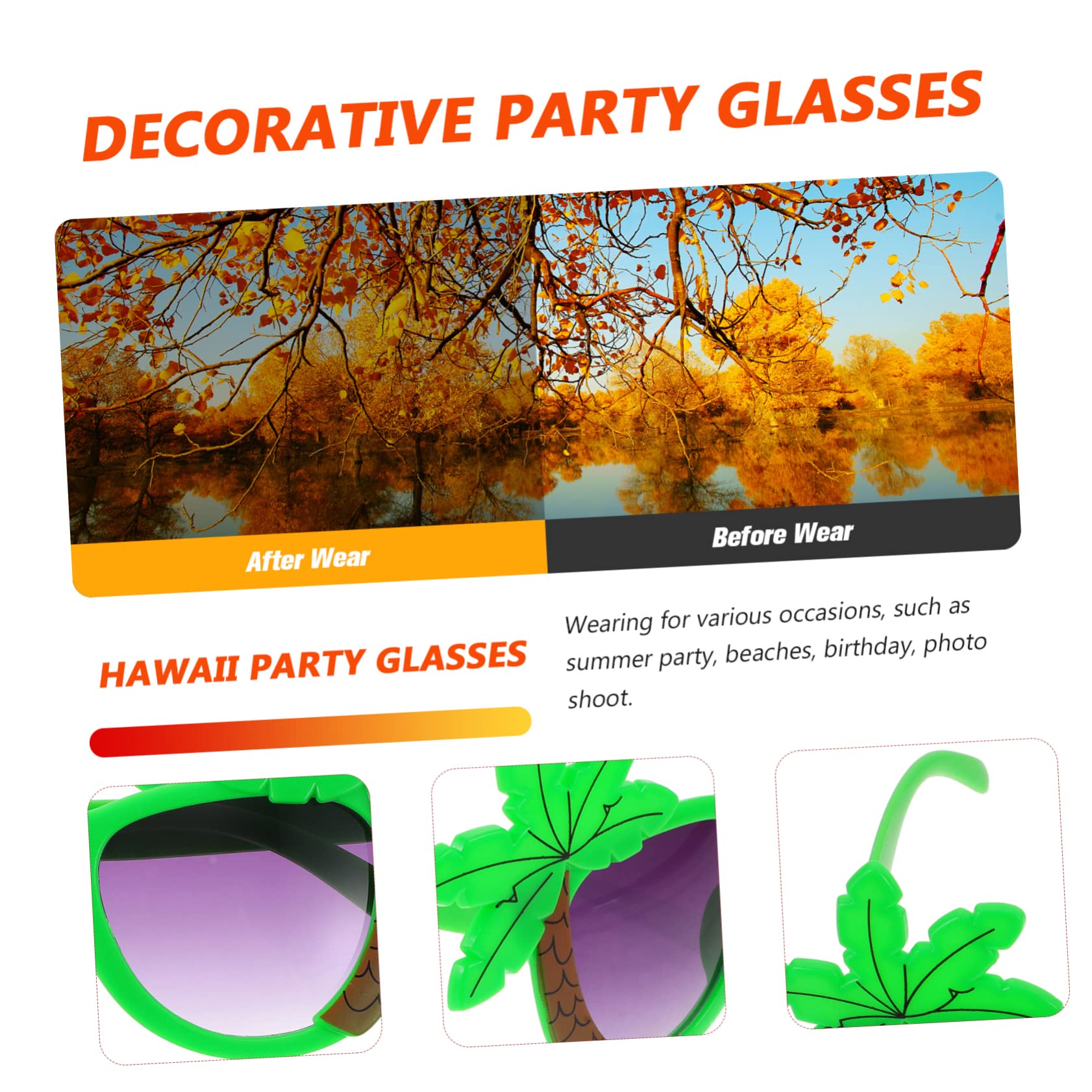 4 Set Occhiali Hawaiani Divertenti Accessori Per Feste Design Con Palma E Cocco Per Party Luau E Compleanni Atmosfera E Unica 2 Pezzi * 4