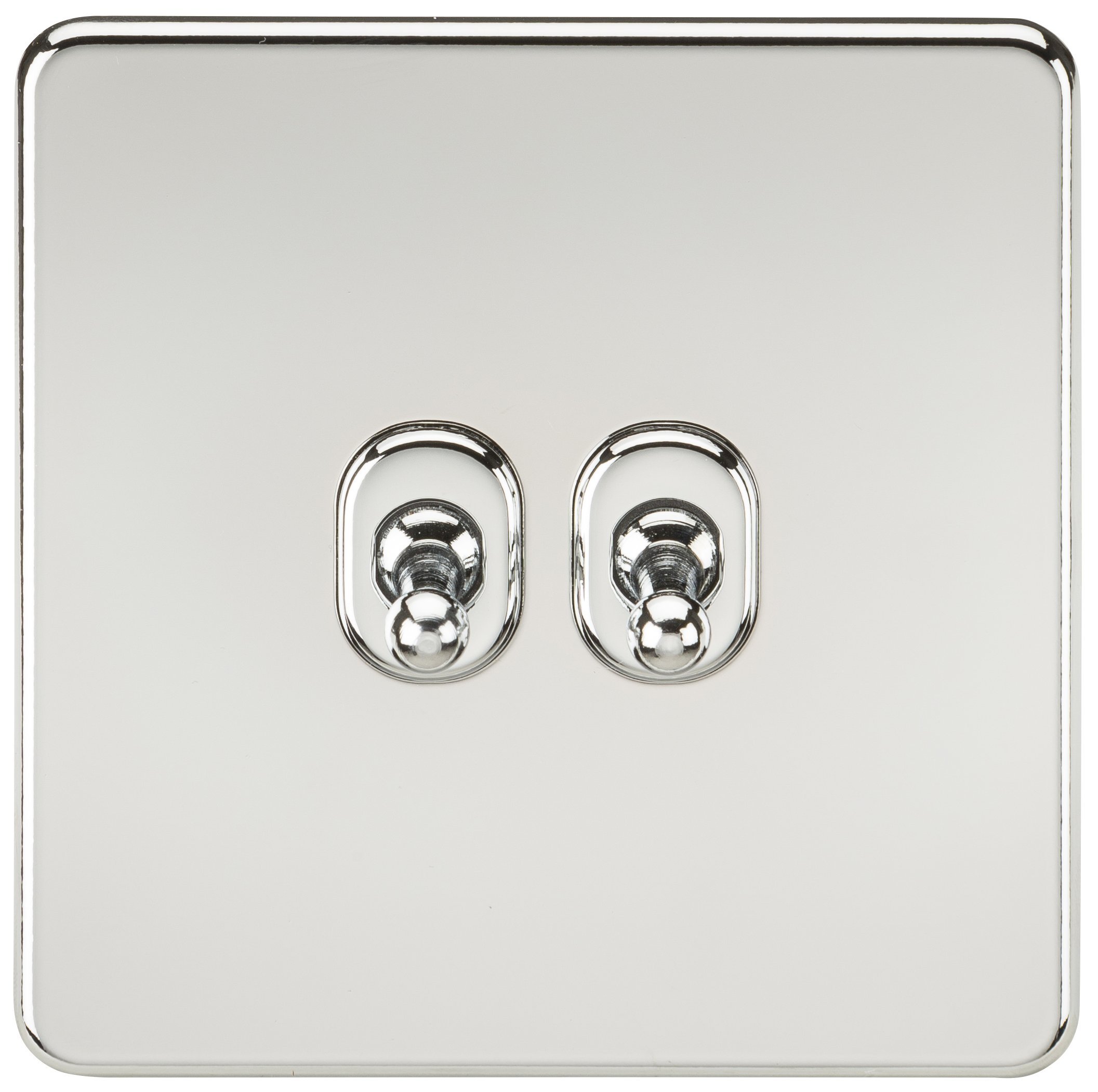 Knightsbridge SF2TOGPC Screwless 10A 2G 2-Way Toggle Switch,Polished Chrome