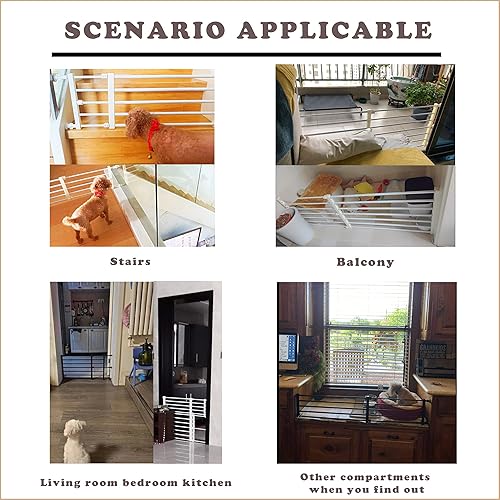 Miniatura 5 de Puerta corta para perros expandible de 22 a 39.37 pulgadas para pisar, puerta pequeña para mascotas de montaje a presión, puerta baja ajustable para