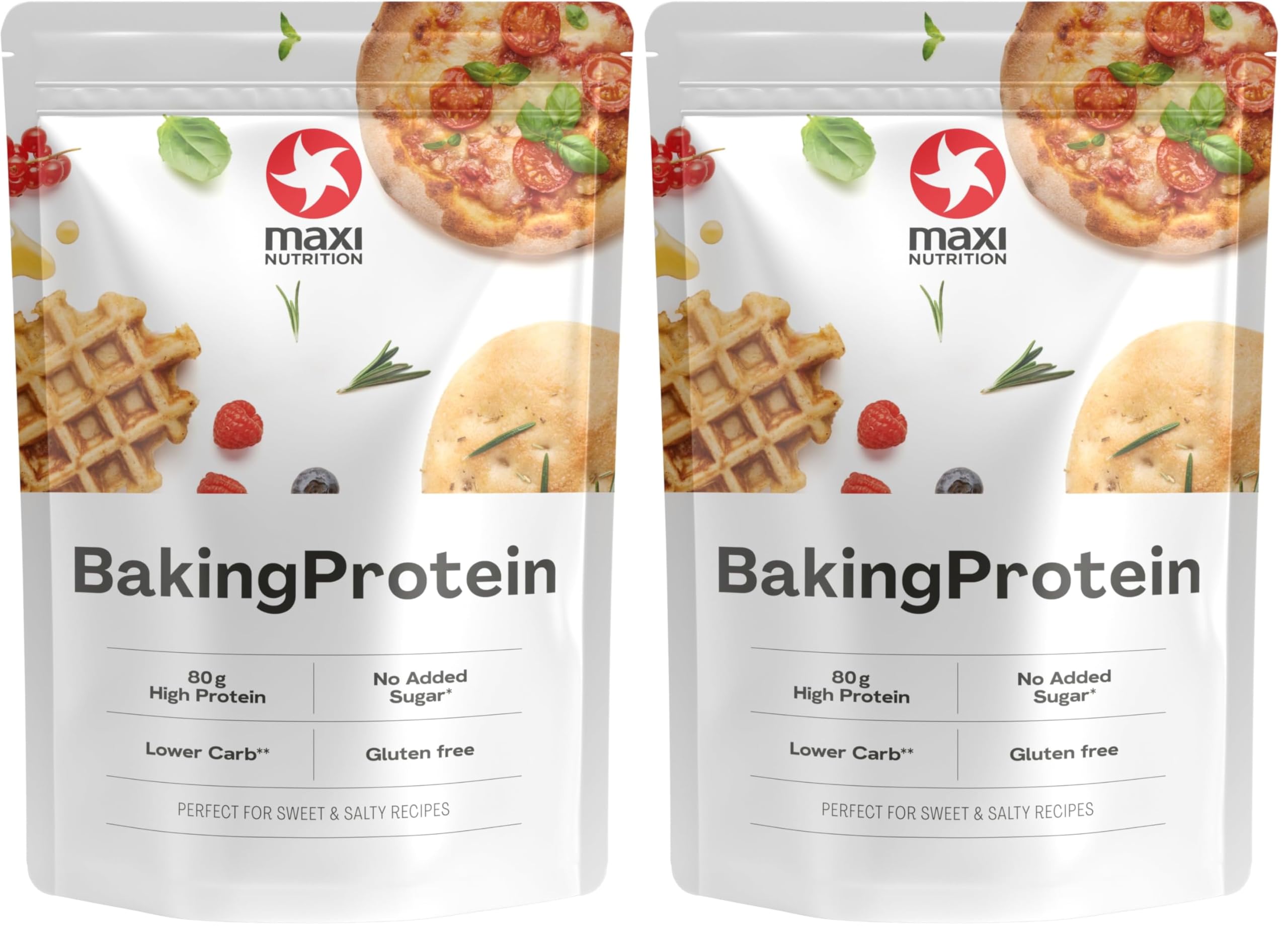 MaxiNutrition Backprotein 500g, Proteinpulver zum Backen mit 80% Eiweiß, low carb, geschmacksneutral, glutenfrei & ohne künstliche Aromen (Packung mit 2)