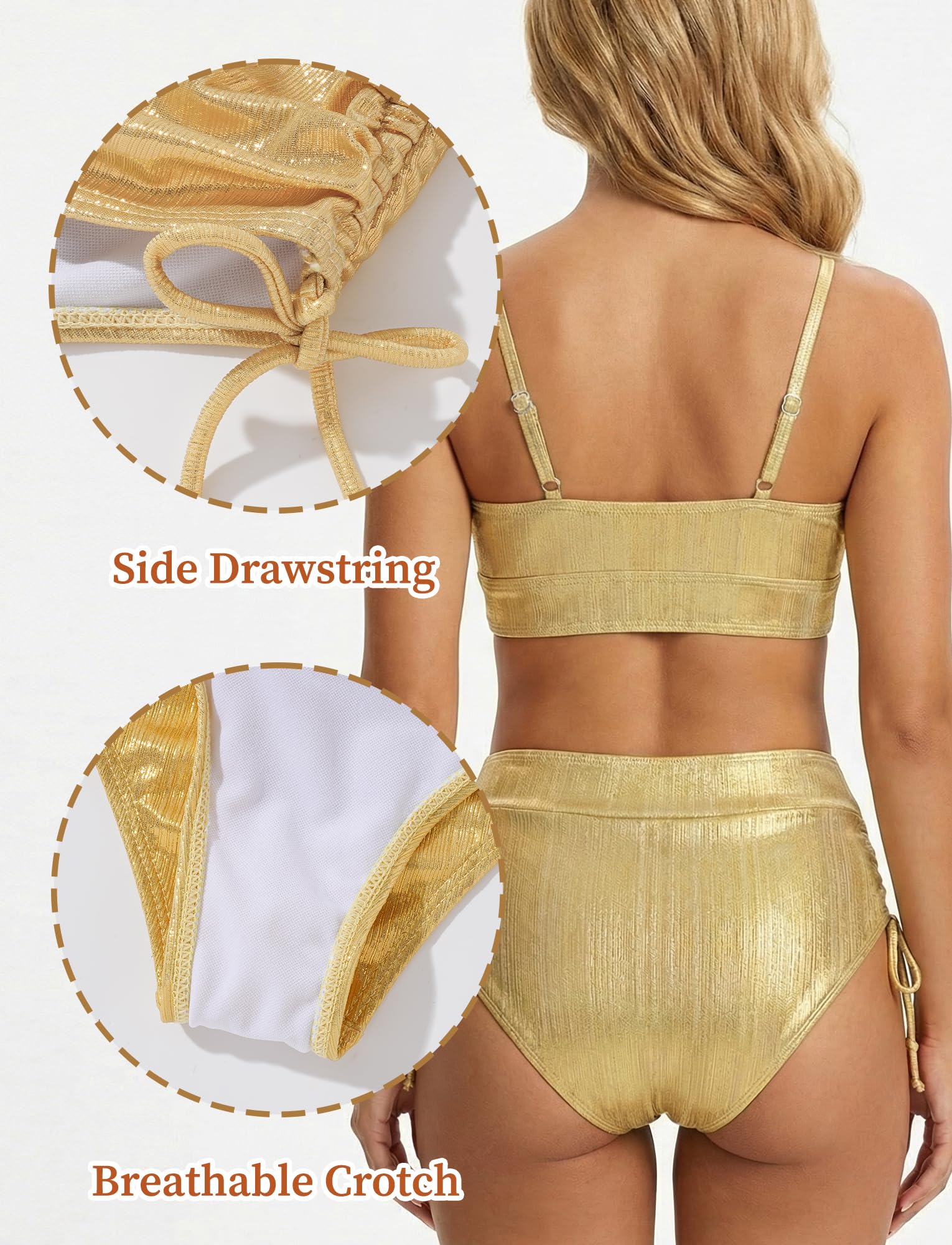 Bikini da donna con scollo a V, push up, a triangolo, sexy, in due pezzi, a vita alta, costume da bagno per piscina, spiaggia