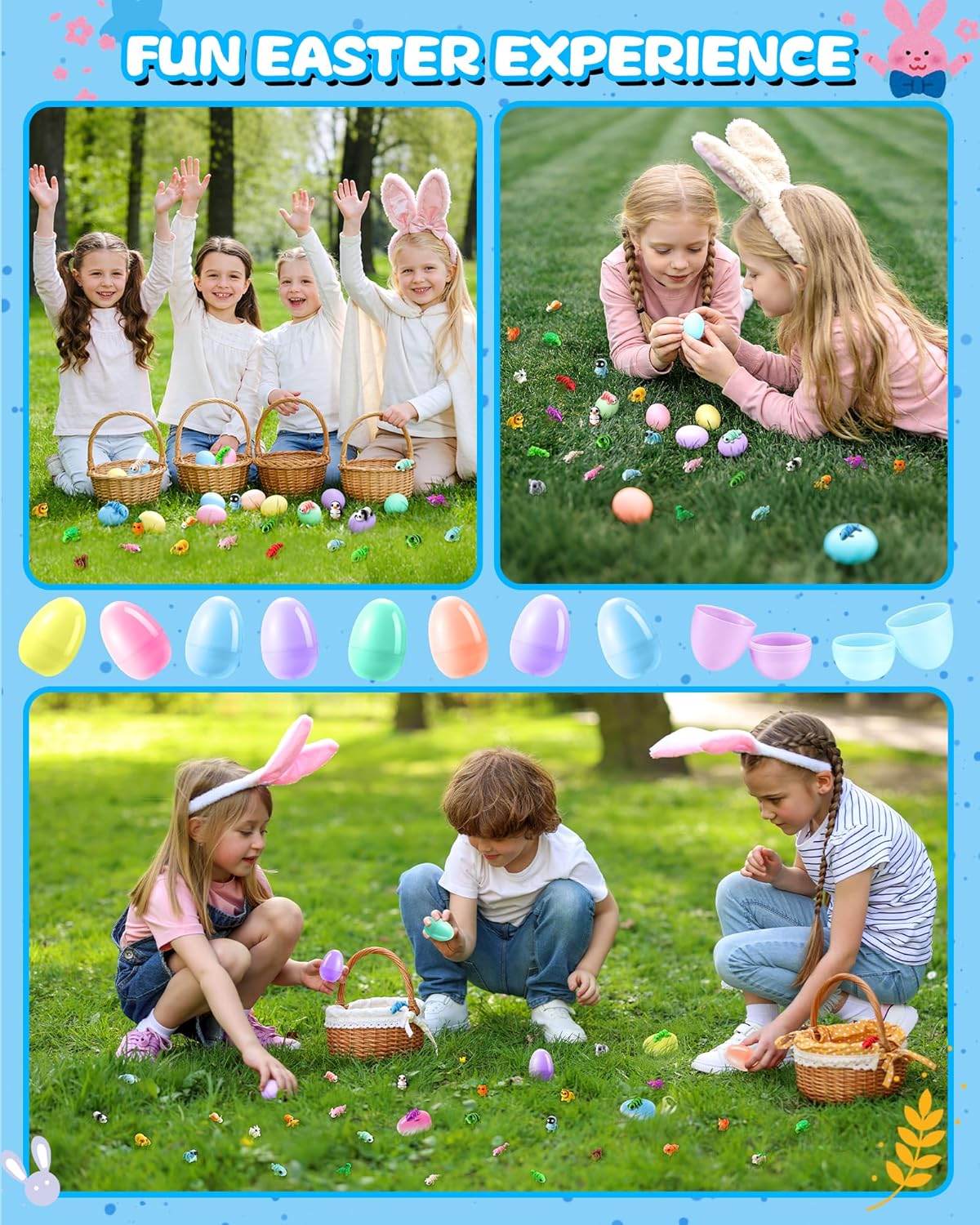 Kizmyee Pack of 8 Easter Eggs for Filling with 32 Pieces 3D Animal Figures, Flexible Movable Fidget Toy, Gifts for Easter Egg Filling, Birthday Gifts, Graduation Rewards for Children