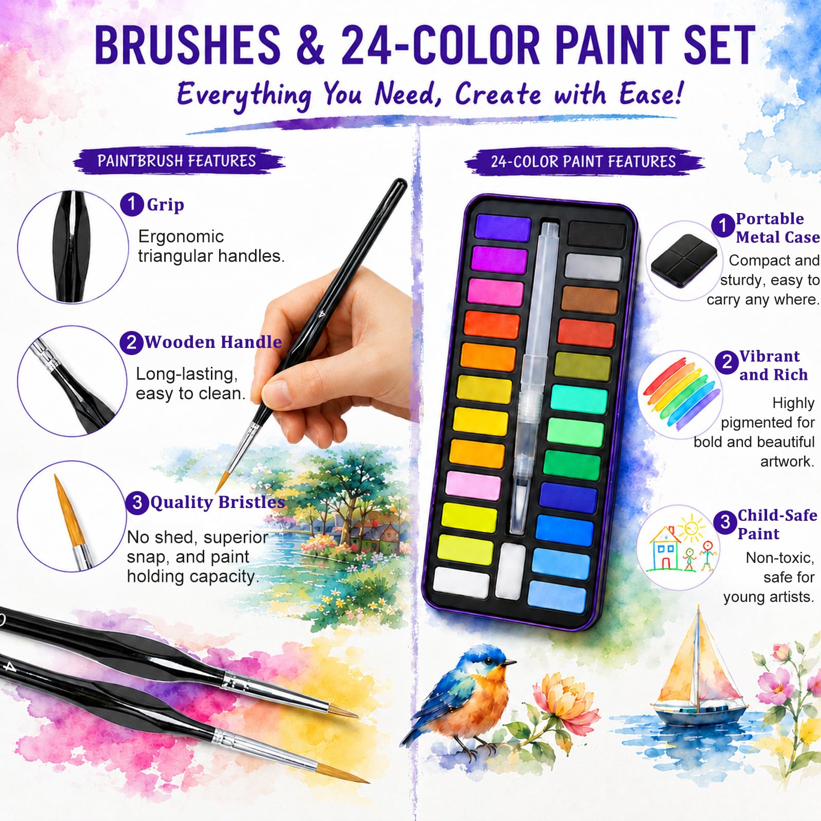Beginner Watercolor Workbook - Floral Art Kit -5