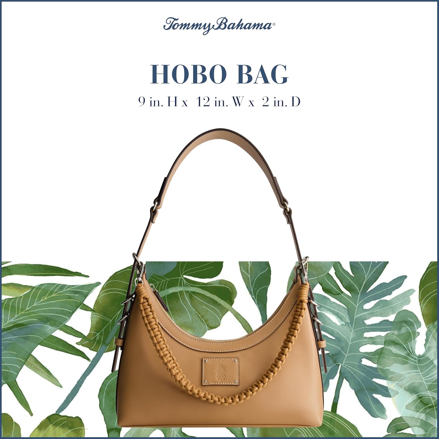 Tommy Bahama Hobo Bag, Women's Zip-Top Handbag with Adjustable Shoulder Strap, Tan, One Size - Image 3