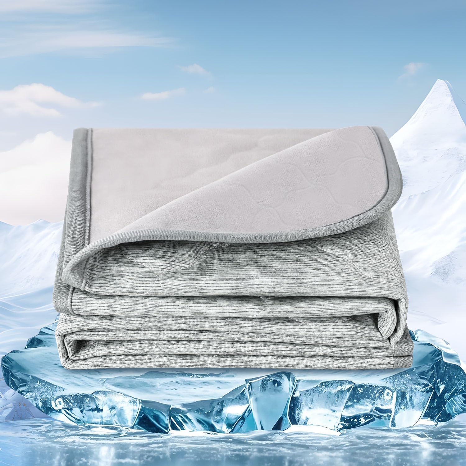 Premium Dog Cooling Blanket,Ultra-Soft & Lightweight Reversible Throw for Dogs,Washable Pet Throw Blanket with Q-MAX>0.4 for Summer,Couch Protector & Dog Bed Cover & Reusable & Built-in Strap 60x80