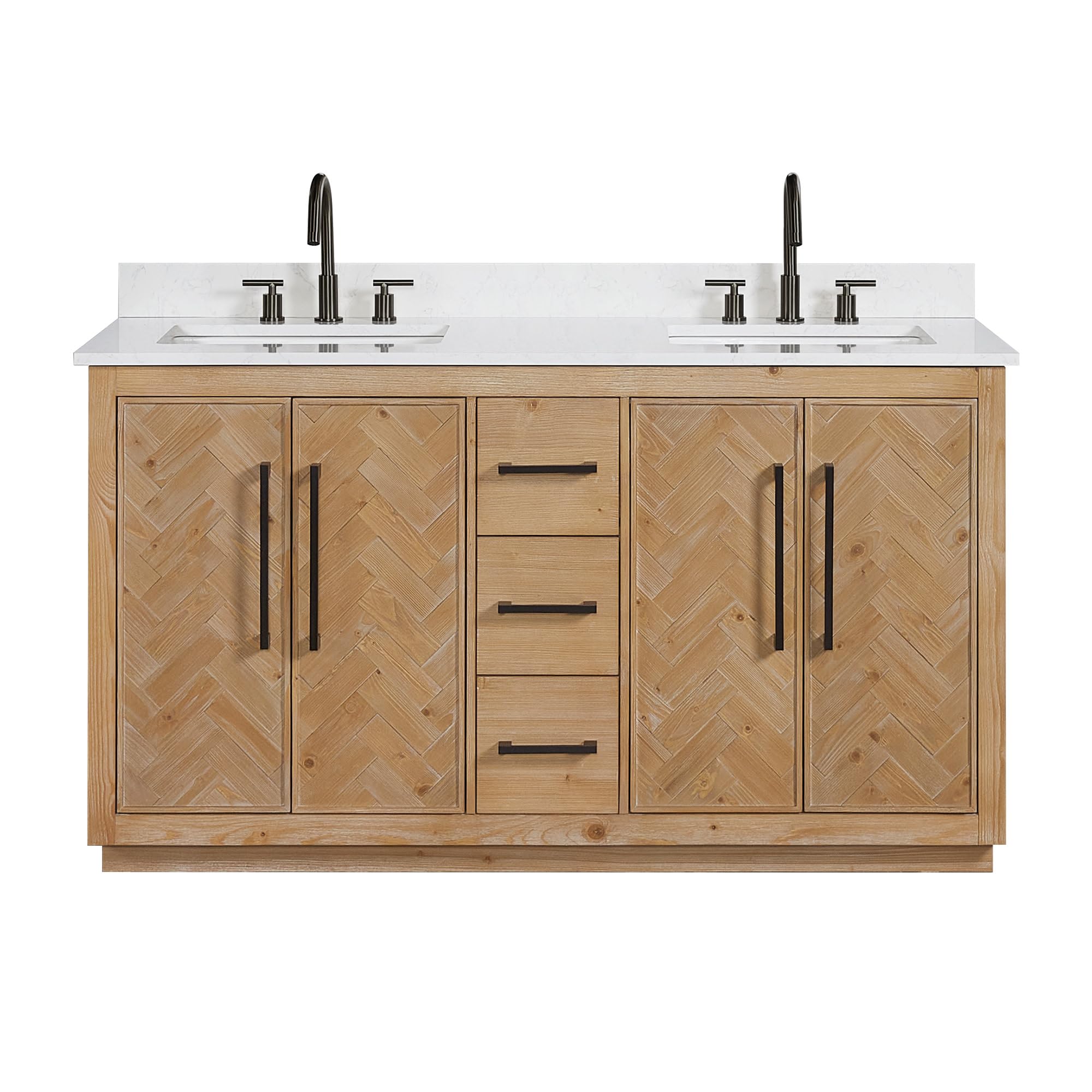 Altair Design Bellavia 60" Wood Vanity in Weathered Fir Engineered Stone Top no Mirror