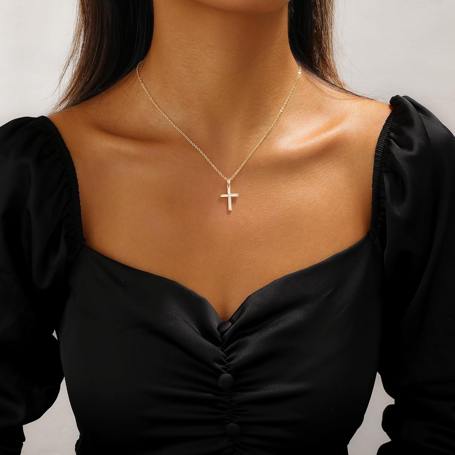 Cross Necklace for Women,14K Gold Plated Dainty Cross Pendant Necklace Simple Trendy Cute Diamond Cross Charm Chain Jewelry Religious Gifts for Women - Image 4