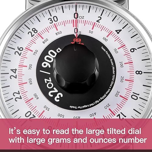 Miniatura 4 de Tada Báscula analógica de alimentos con porciones precisas de 2 libras, de acero inoxidable, 32 onzas, báscula mecánica de cocina, cuenco extraíble,