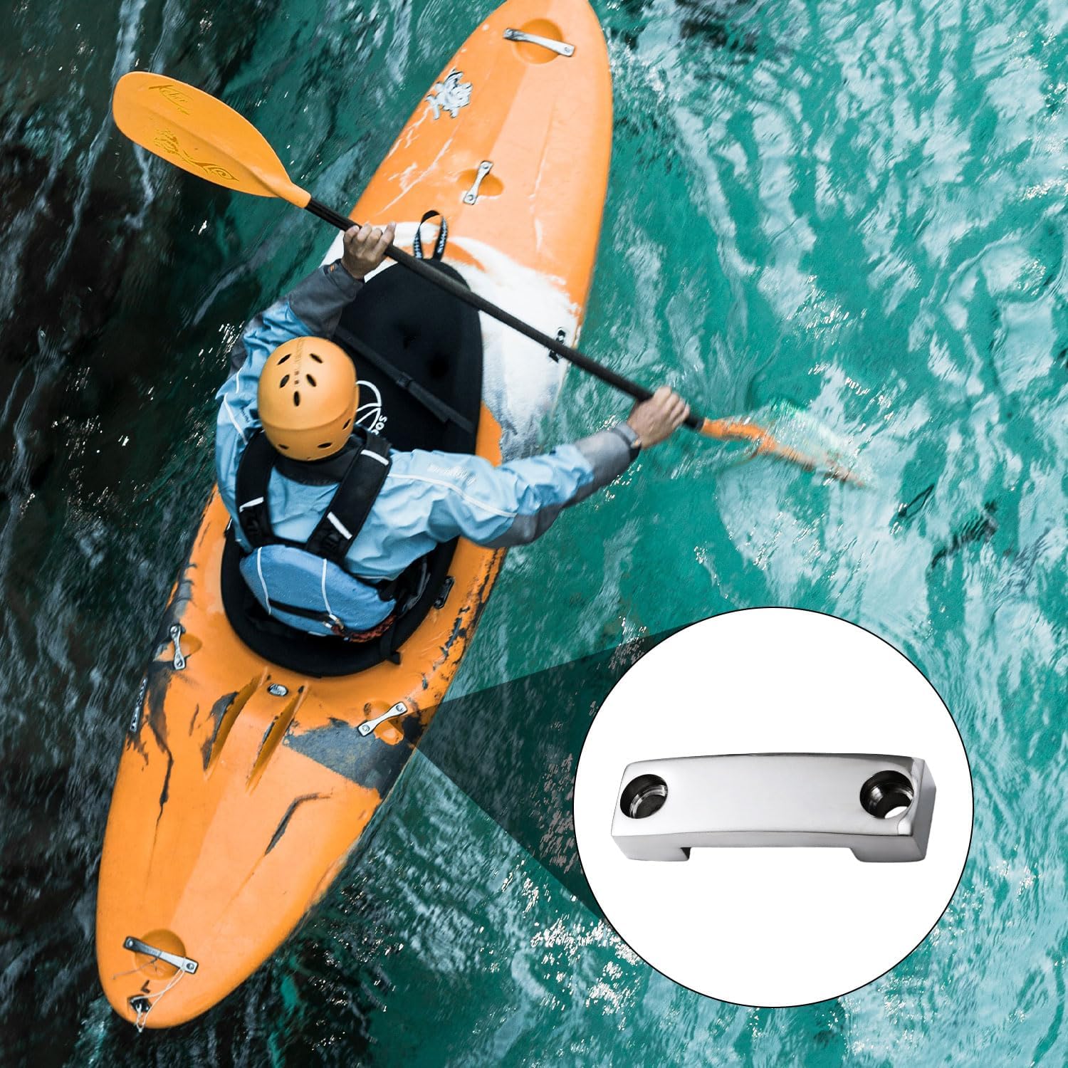 6pcs SS 316 Bimini Top Strap Pad Eyes, 25mm / 1 Inch Stainless Steel Kayak Deck Tie Down Eyelet Heavy Duty Footman Loop Cleat Hardware Screw for Corvette, Buggy, Boat Mount (Webbing Excluded)