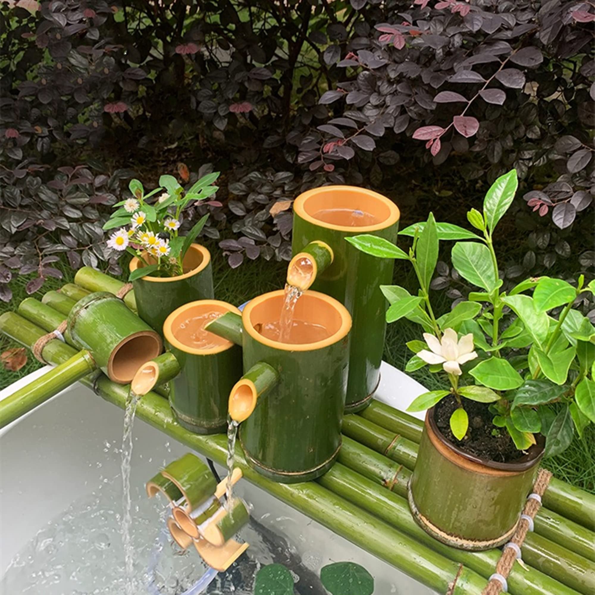 Ljykbfl 24" Bamboo Fountain, Water Fountain With Pump & Water Wheel, Garden Decor Home Fountain Ornaments, For Feature Landscapes