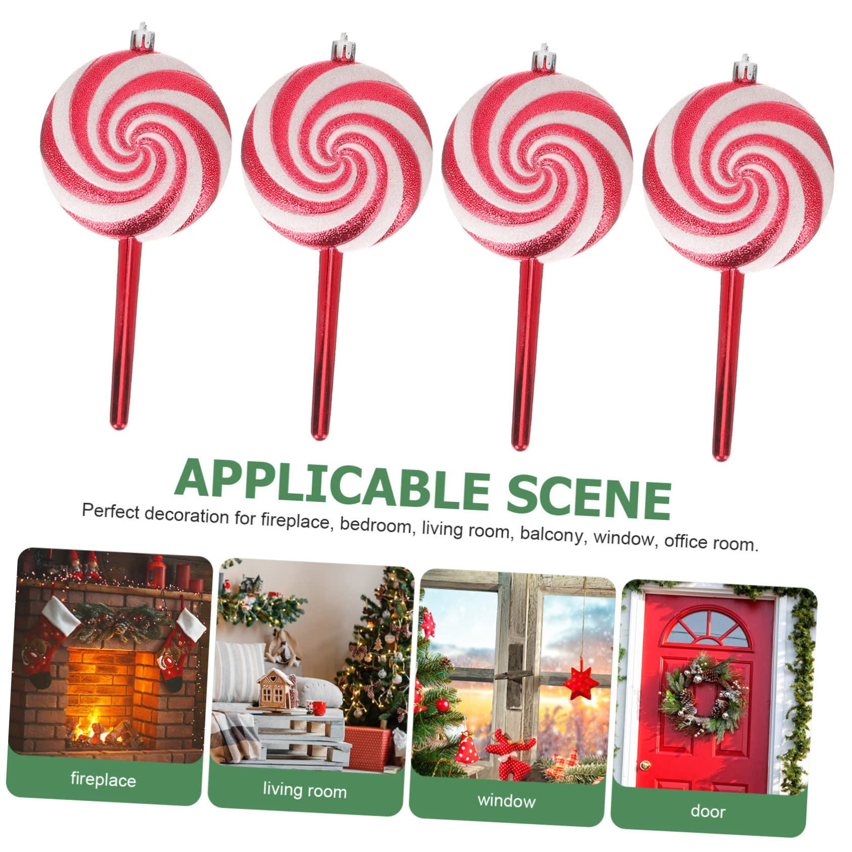 TOPBATHY 12 Pz Decorazioni Di Caramelle Natalizie Finti Bastoncini Di Zucchero Appesi Caramelle Appese Di Natale Ciondolo Lecca-lecca Albero Di Natale Ornamento Di Caramelle Rosso Plastica