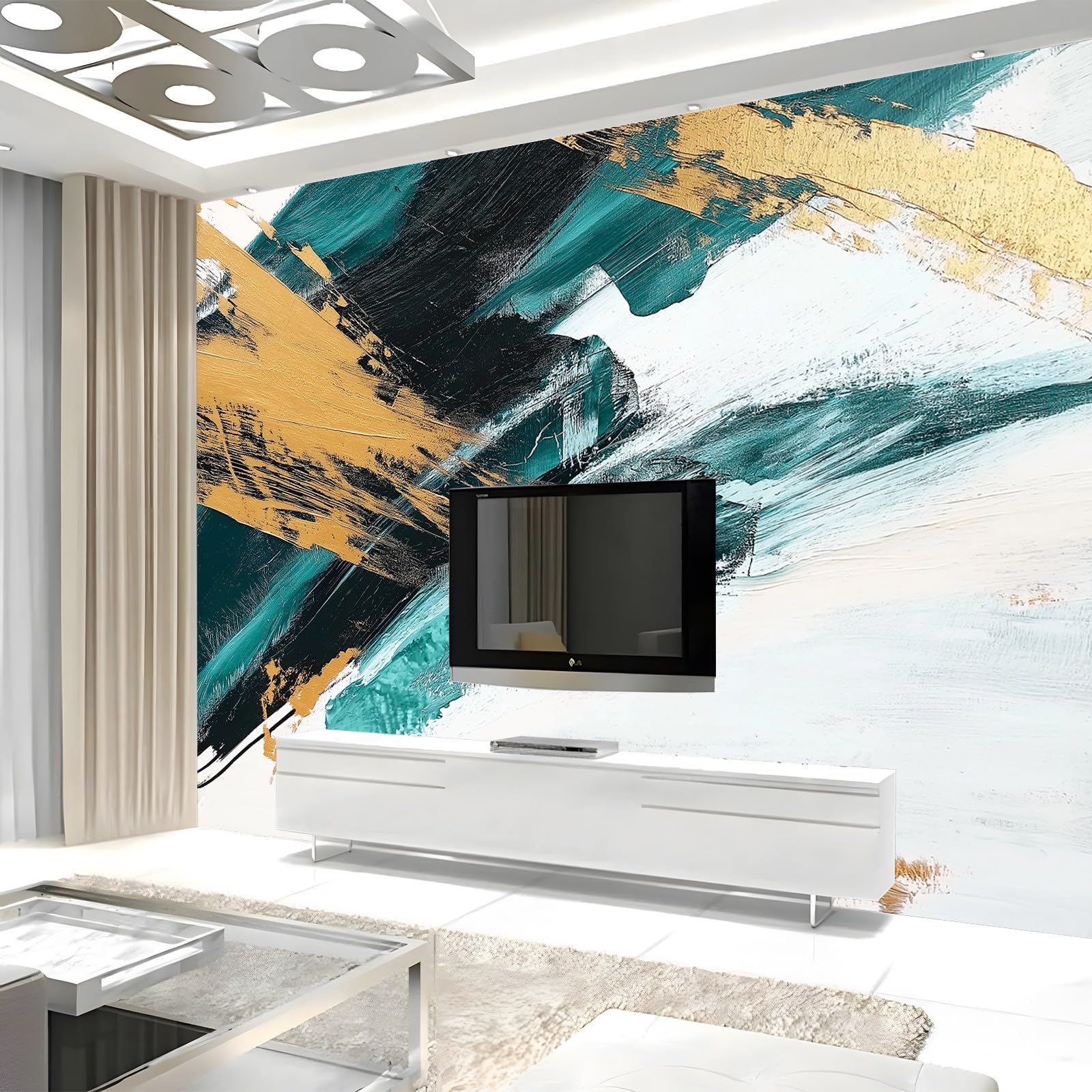 Fototapeta abstrakcyjna, graffiti, farba, cyjan, 300 x 210 cm, fototapeta 3D, rolka muralu, nowoczesny salon, sypialnia, sztuka, plakat, mural tapeta