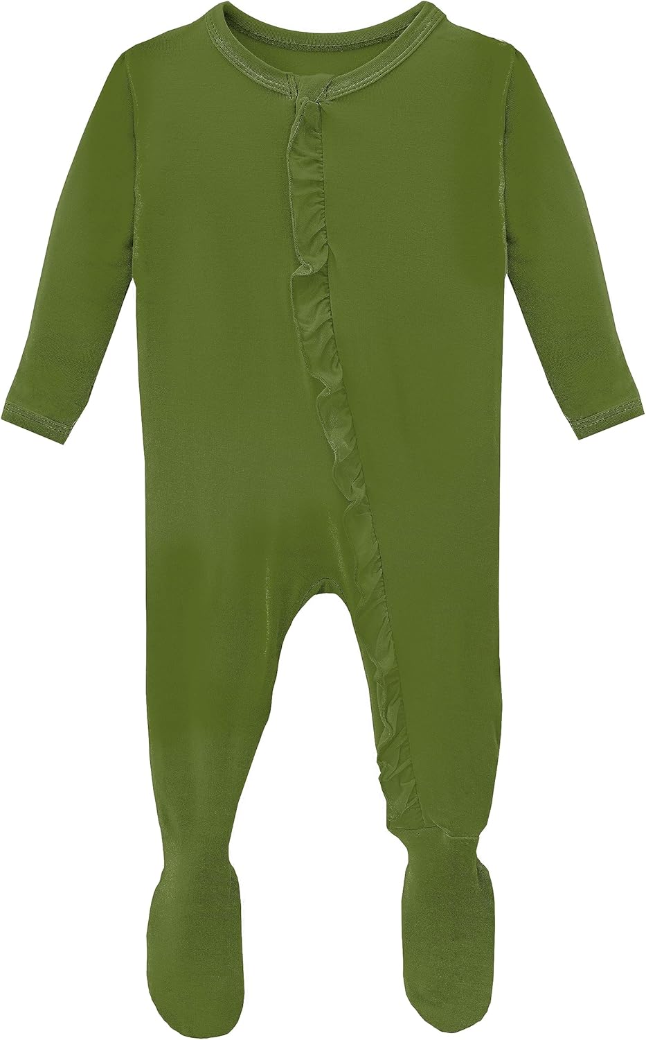 KicKee Pants Solid Classic Ruffle Footie with Zipper, Soft Sleepwear, One-Piece Baby Girl Clothes