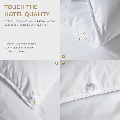 Vista 12 de Edredón de plumas de ganso gris, tamaño Queen, relleno de edredón prémium para todas las estaciones, potencia de relleno de 750+ 1200 hilos, tela