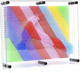 MICKYU Extra Large 3D Pin Art Toy Board Game for Ages 5-7, Rainbow Sensory Toys for Kids with Autism, Fidget Toys Gifts fo...