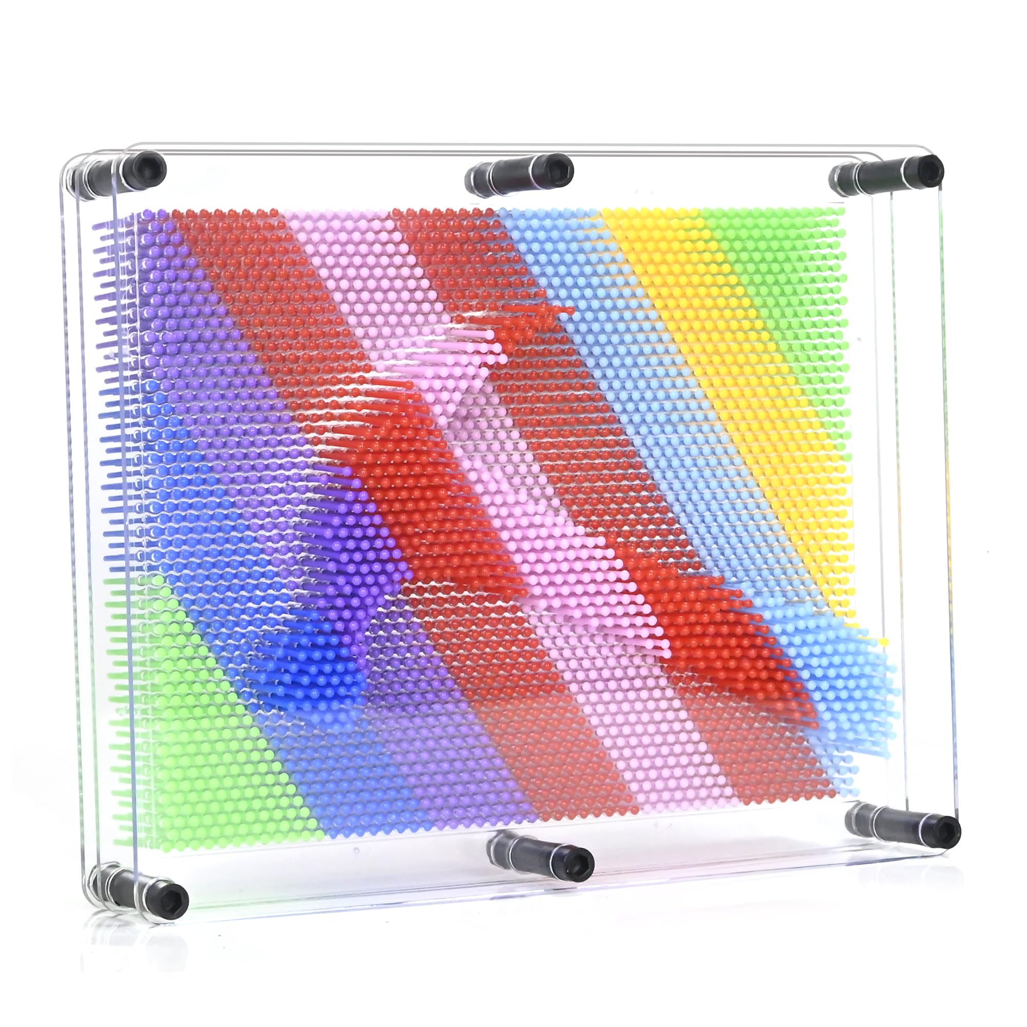 MICKYU Large 3D Pin Art Board 8“x10” - Rainbow Fidget Sensory Toy for Autism, ADHD & Stress Relief - Educational Creative Toy for Kids & Adults