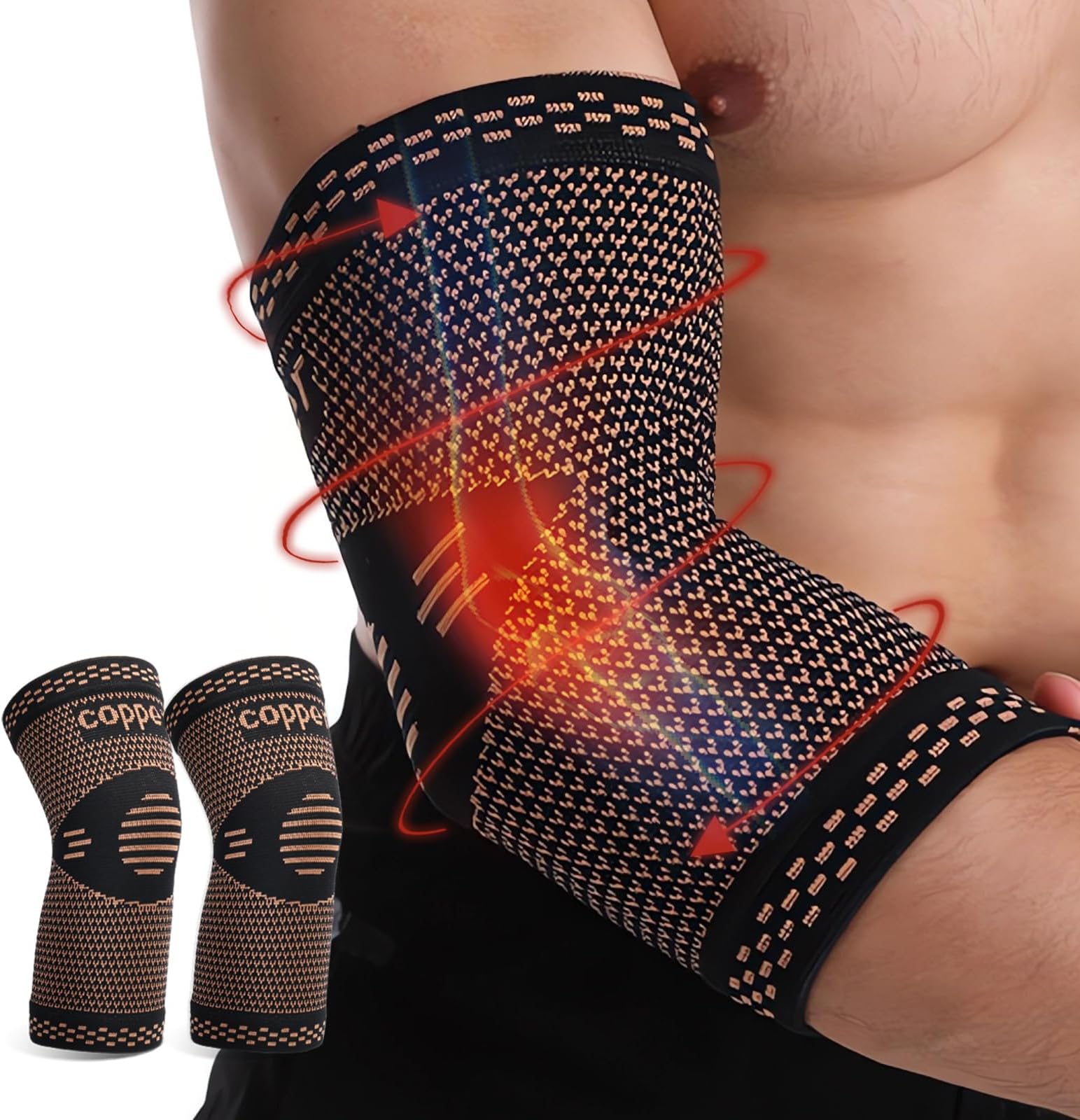 Copper Elbow Brace Compression Sleeve for Pain Relief Men