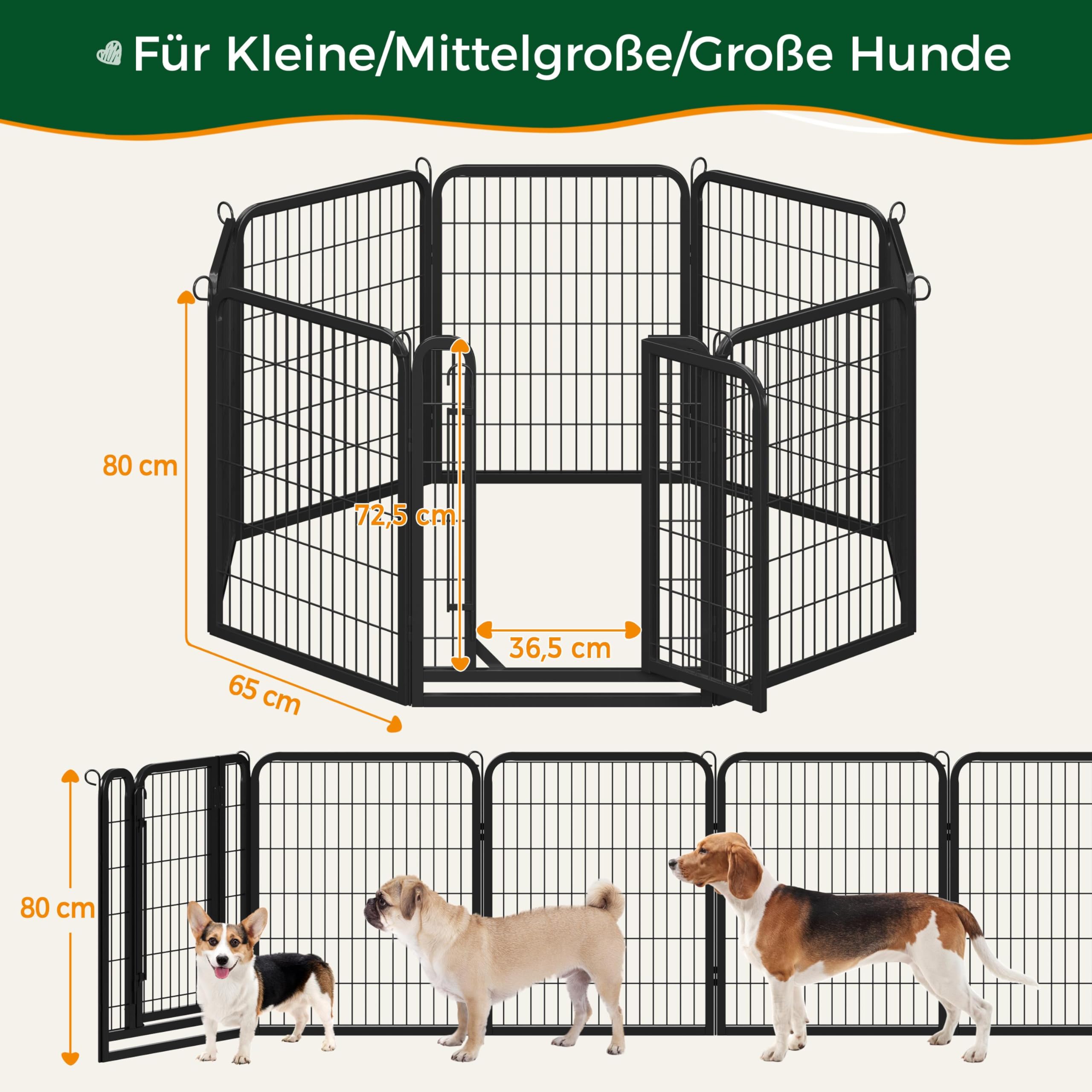 Yaheetech Caño para Cachorros de 80 cm de Alto, 8 Piezas, Plegable, cercado Libre, Bloqueo automático, Parque para Cachorros para Perros, Gatos, Conejos, Montaje sin Herramientas