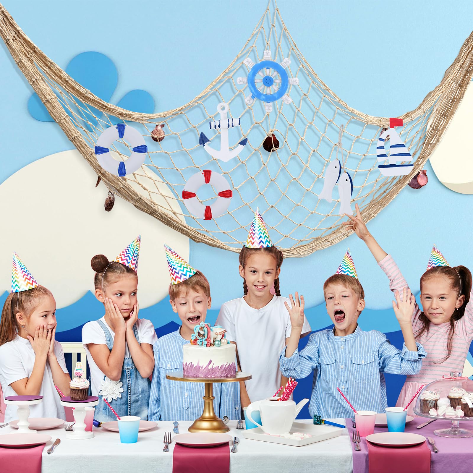 Maritime Deko Set - Fischernetz 100x200cm Mit Muscheln & Meer Accessoires