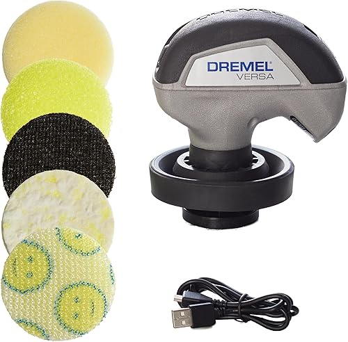 Dremel PC10-05 Versa - Kit de herramientas de limpieza automotriz inalámbrico de iones de litio de 4 voltios, incluye 4 almohadillas, cepillo de