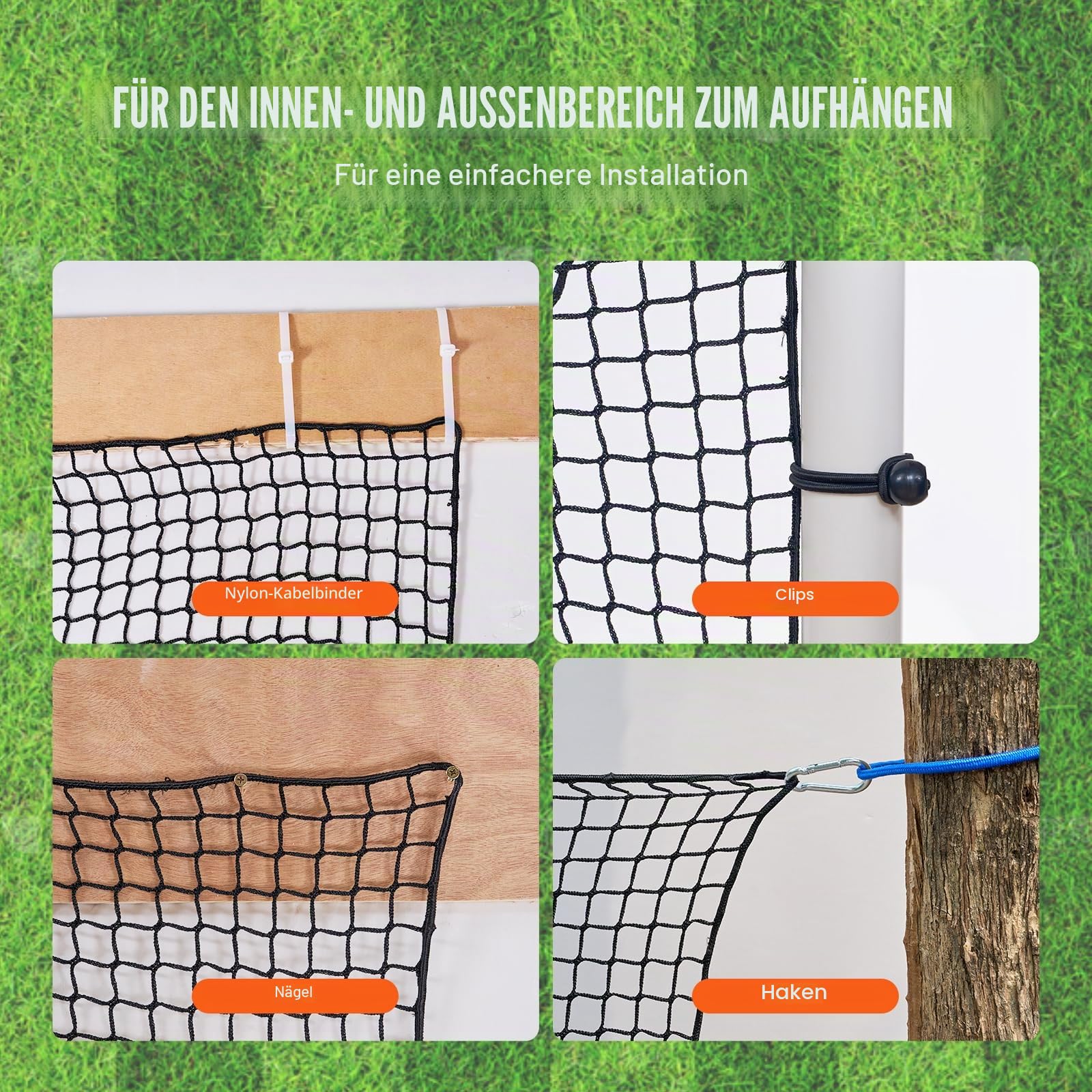 VEVOR Golfnetz, 3 x 3 m Golf-Übungsnetz, Indoor-Schlagnetz für Golf, Baseball, Hockey, Fußball, strapazierfähiges DIY-Ballnetz aus Nylon, Sportnetzbarriere für Fahrtrainingsschwung im Hinterhof (nur N