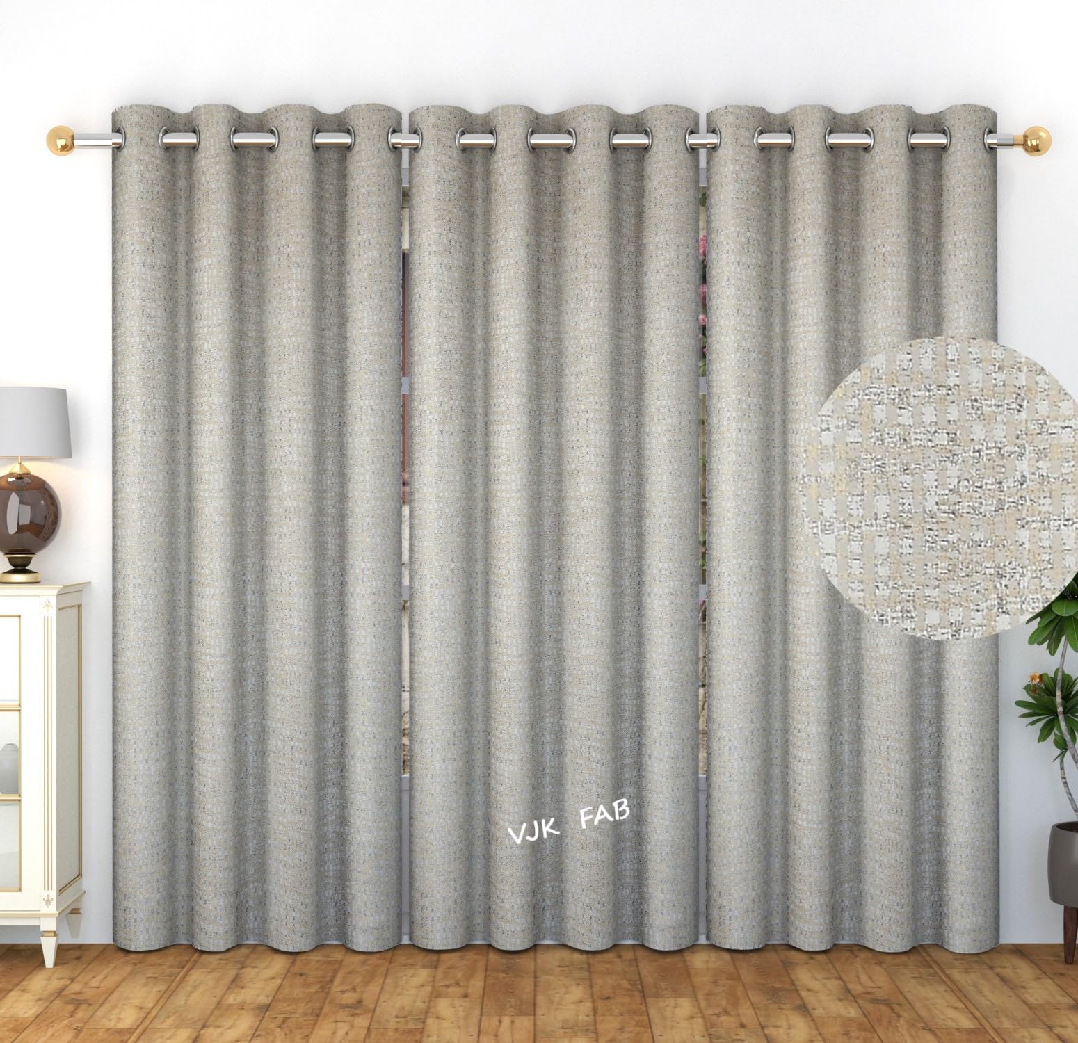 VJK FAB Jacquard Fabric Room Darkening Curtains for Long Door Drawing Room Parde, 4x9 feet Curtain Set of 3,Grey (B0D5NKGDSK) Amazon Price History, Amazon Price Tracker