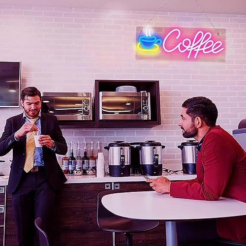 Miniatura 7 de Letrero de neón de café, letreros de barra de café para decoración de pared, letrero de luz de neón alimentado por USB con cadena de metal,