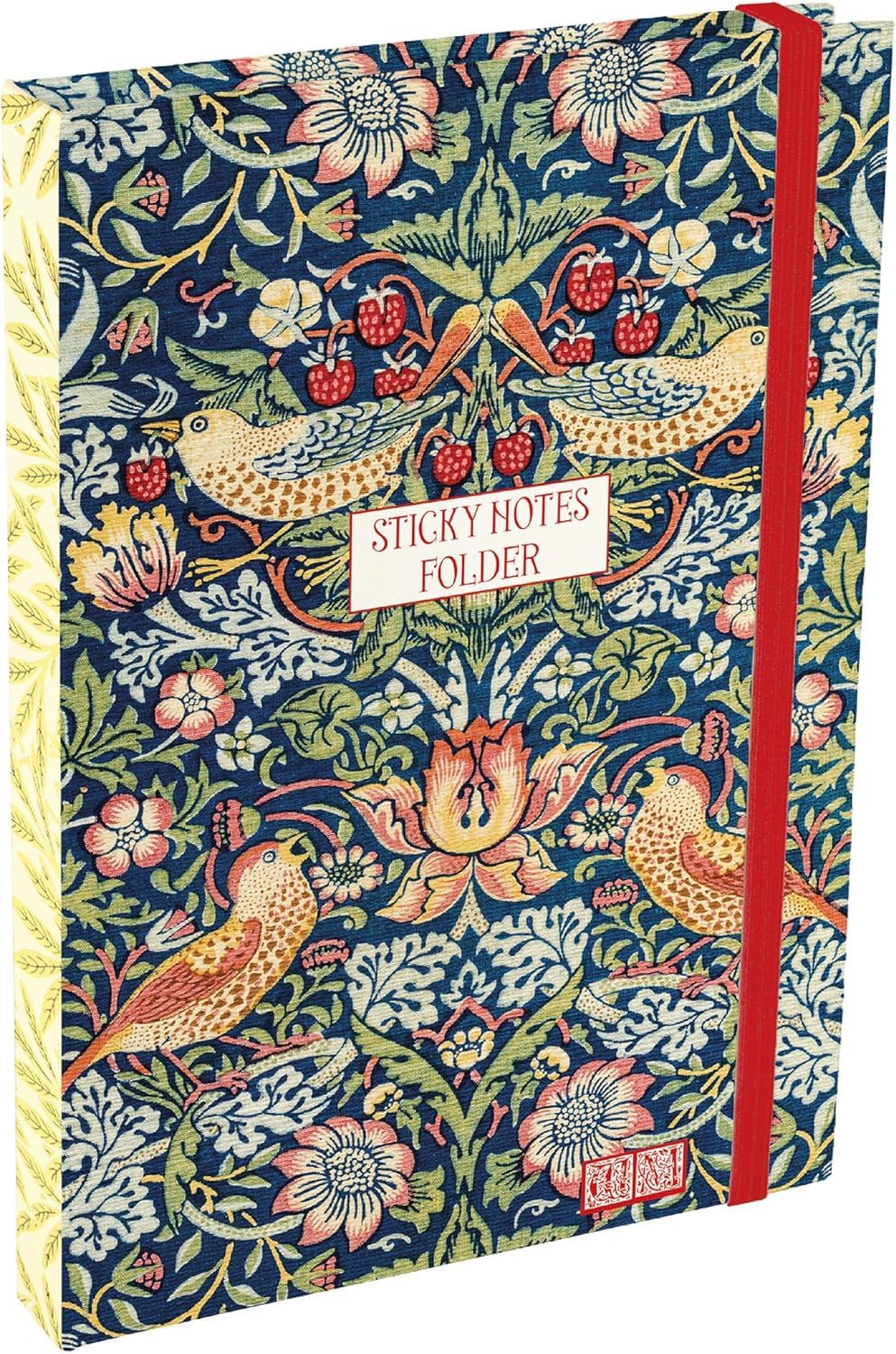William Morris Strawberry Thief Sticky Notes Folder – 7 Pads & To-Do List Pad, Hardback Organiser with Elastic Closure, Floral Stationery Gift