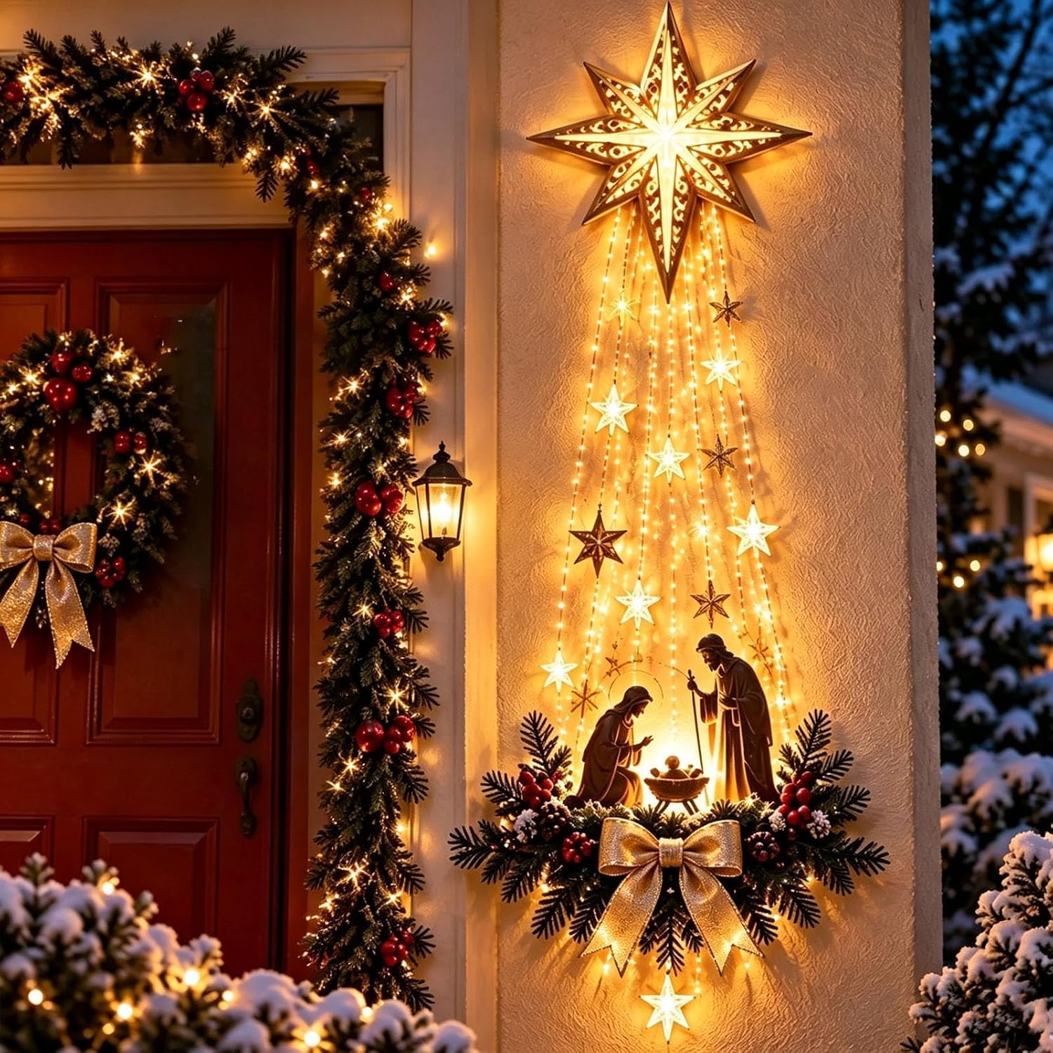 Lighted Nativity Wall Decor,Bethlehem Star Of Faith,Glowing Christmas，1PC