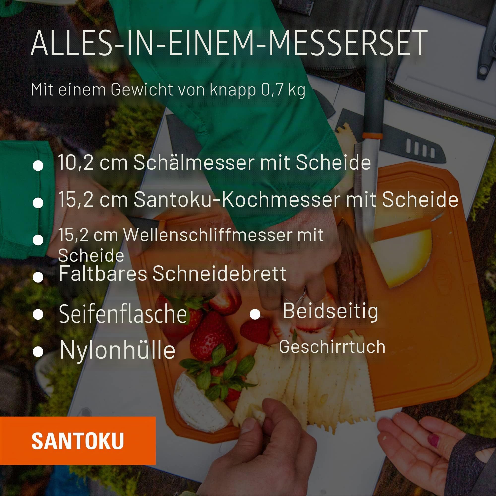 GSI 90105 Outdoors Santoku Knife Messerset, Unisex, Erwachsene, mehrfarbig, Einheitsgröße