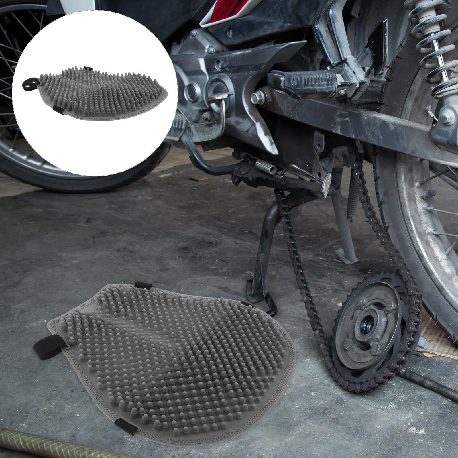 SHINEOFI Coprisella Moto in Silicone Traspirante Grigio Cuscino Antiscivolo Spesso per Sedile Anteriore Coprisedile Supporto Ergonomico per Lunghi Viaggi Motociclistici