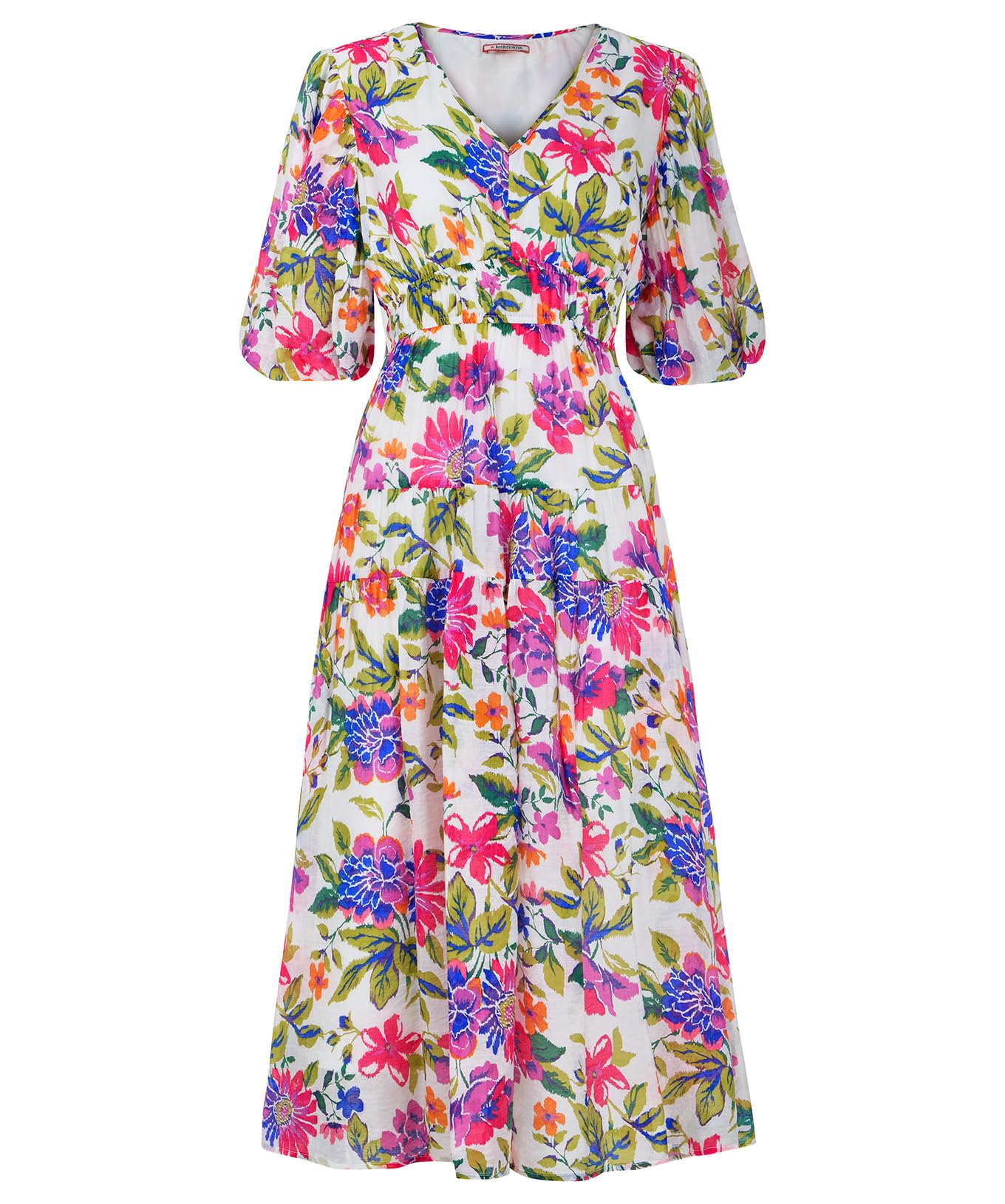 Joe Browns Women's White Vibrant Floral Wide Sleeve Dress, Size 10