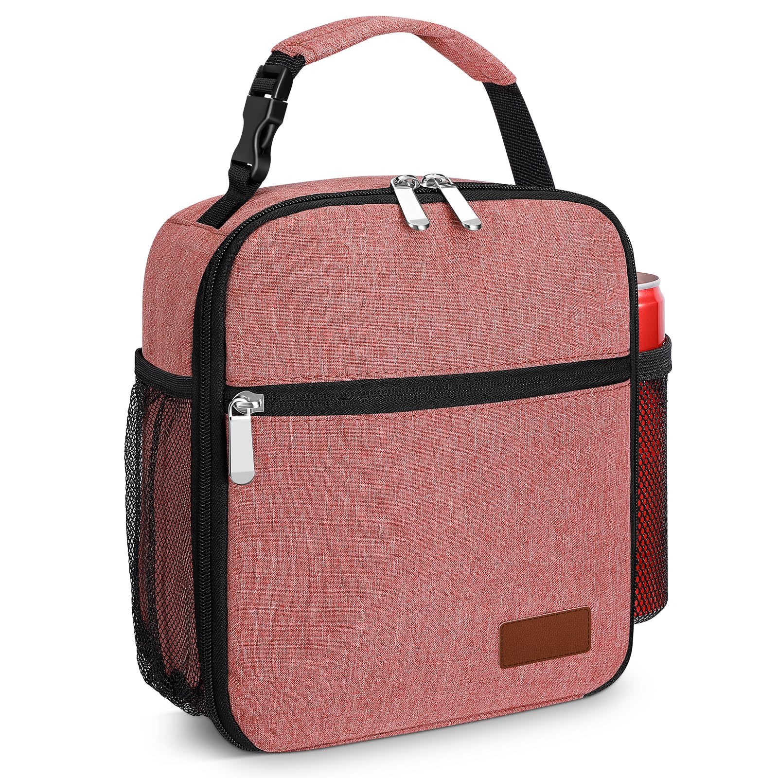 Neverwhy Small Lunch Box Insulated Lunch Bag for Men Women Kids, Reusable Lunch Bags Portable Small Lunch boxes Cooler Bag for School/Work/Picnic, Red