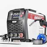 ANDELI MIG Welder 135Amp, 110V/220V IGBT Inverter Welder Flux MIG/Lift Tig/Stick 3-In-1 Multiprocess Welder MIG Welding Machine without Gas Flux Welding MIG-250ME LED