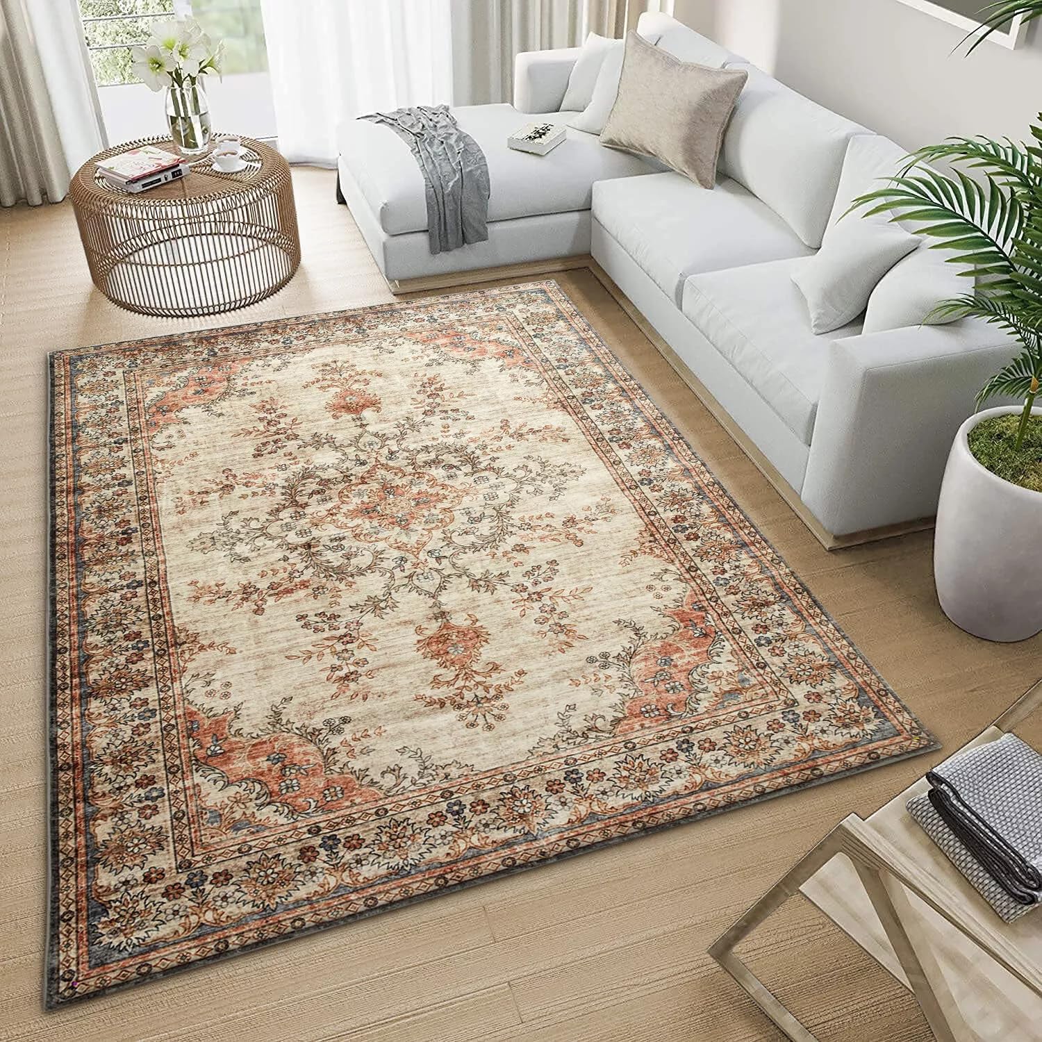 Imperial Rooms Machine Washable Bedside Small Rug 40x60 cm - Soft Short Pile Area Rugs For Bedroom Entrway Non Slip Floor Carpet Traditional Vintage Design Cashmere Door Mat For Kitchen, Timeless — image 1