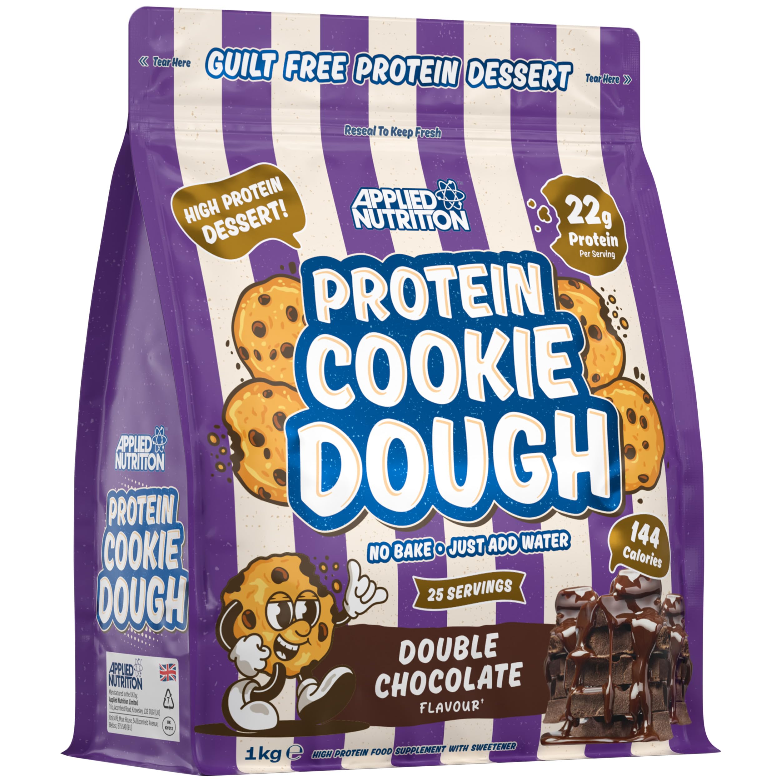 Applied Nutrition Protein Cookie Dough 1kg – High Protein Snack, Over 22g of Protein Per Serving, Ready-to-Eat– Low Calorie, Healthy Treat (1kg – 25 Servings) (Double Chocolate)