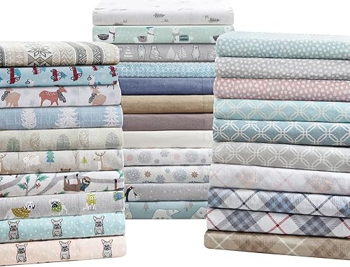Miniatura 7 de Sleep Philosophy - Juego de sábanas True North de franela de 100% algodón, ultrasuaves y bonitas, con estampado temático para clima frío, color de