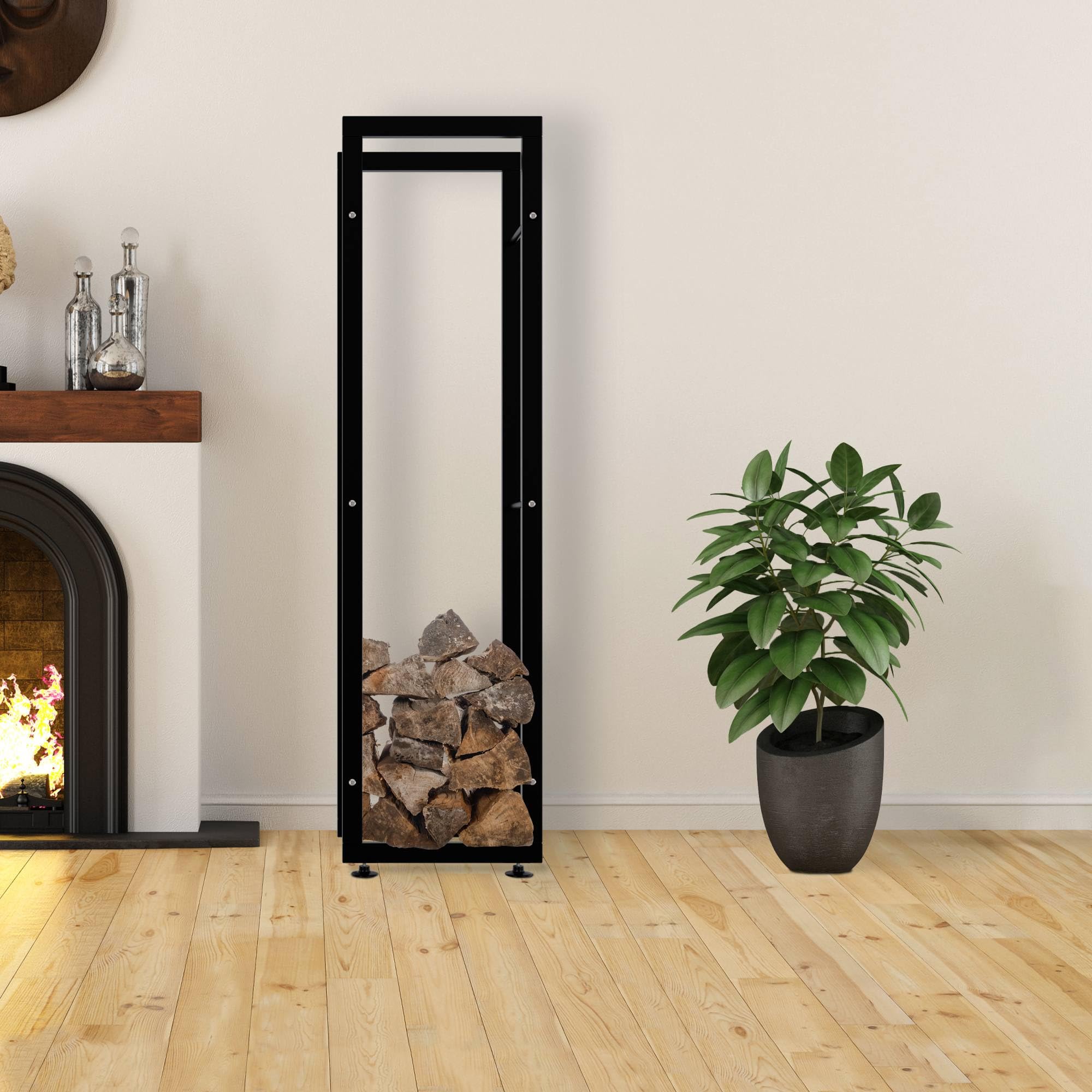 Portalegna Keri V2 In Metallo - Scaffale Per Legna 25x80x125 Cm, Seconda Scelta