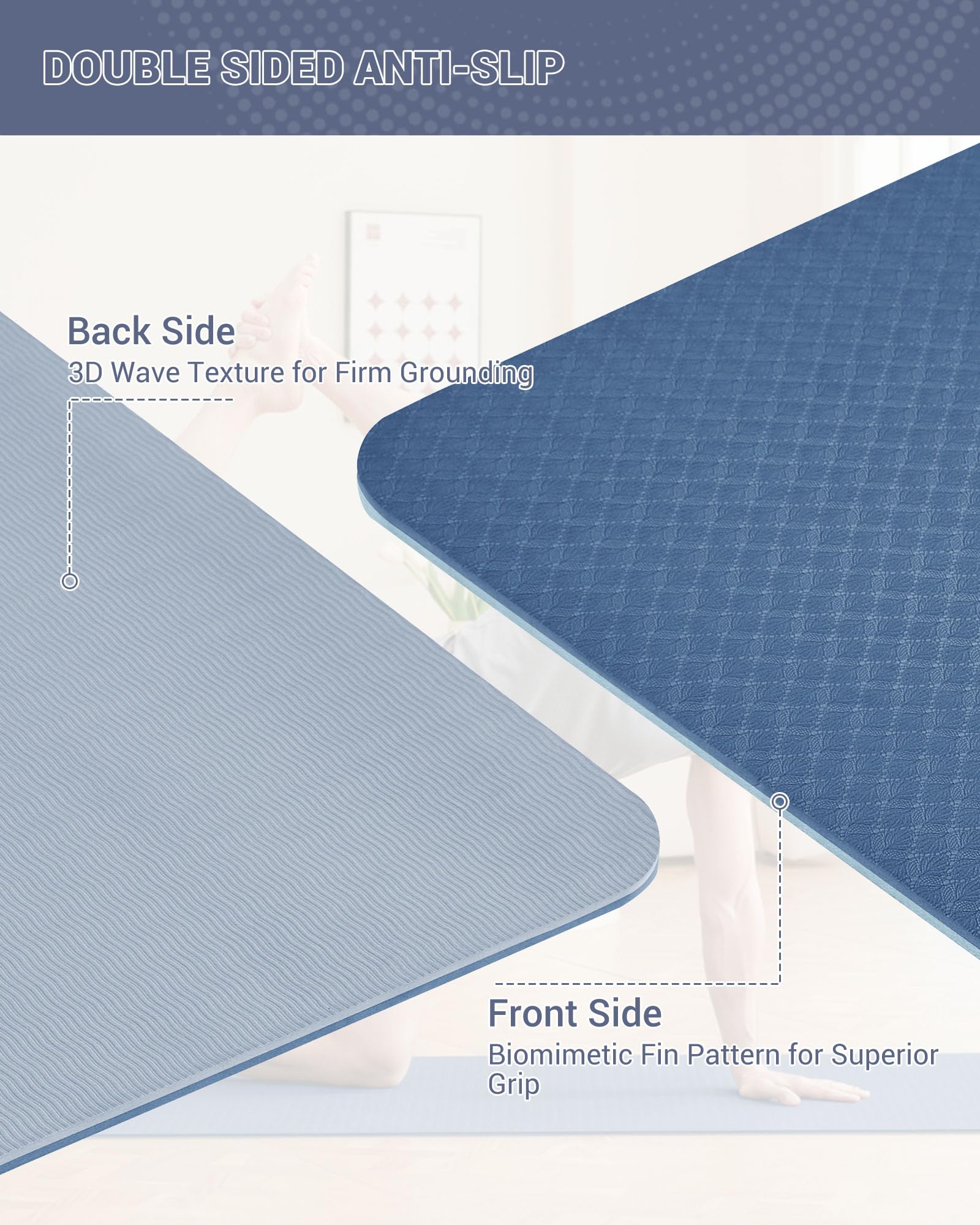 Good Nite Tappetino da ginnastica, yoga, fitness, antiscivolo, per allenamento, sport, turn, pilates, con tracolla, 183 x 61 x 0,6 cm