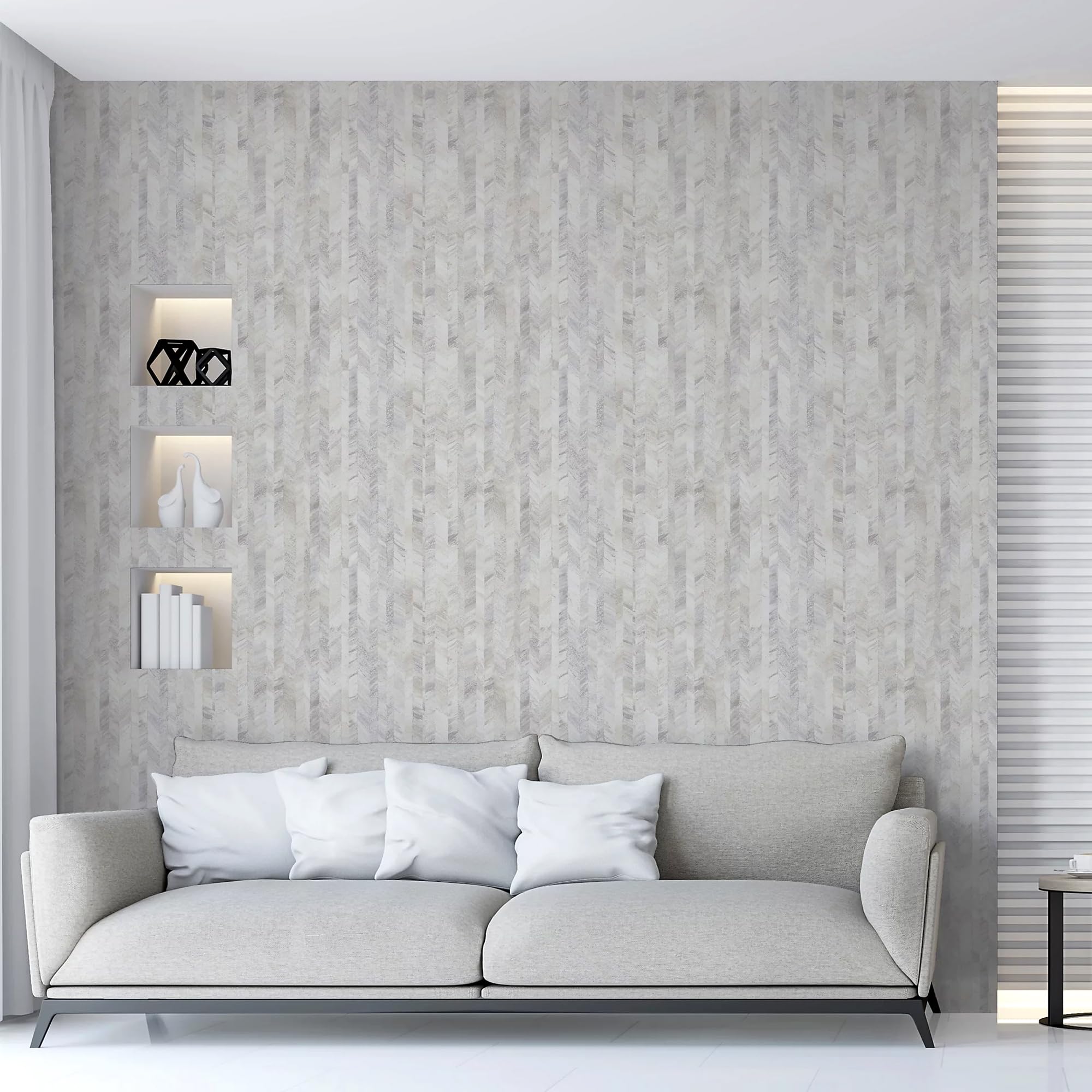 URBNLIVING Home Decoration DIY Vinyl Textured Designed Black Gold Champagne Feature Wall Decorative Wallpaper Rolls (Pink Chevron with Glitter Effect Vinyl Textured Wallpaper 280GSM)