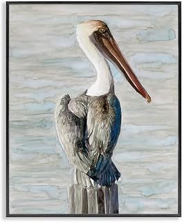 Stupell Long Beak Pelican Coastal Watercolor 16 x 20