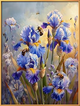 Leczany Cross Stitch Patterns Stamped Kit for Beginners | Embroidery Supplies DIY Craft Kit Needlepoint for Adults Starter | 11CT, 3 Strands | Iris and Bee 15.8x20.9 inches
