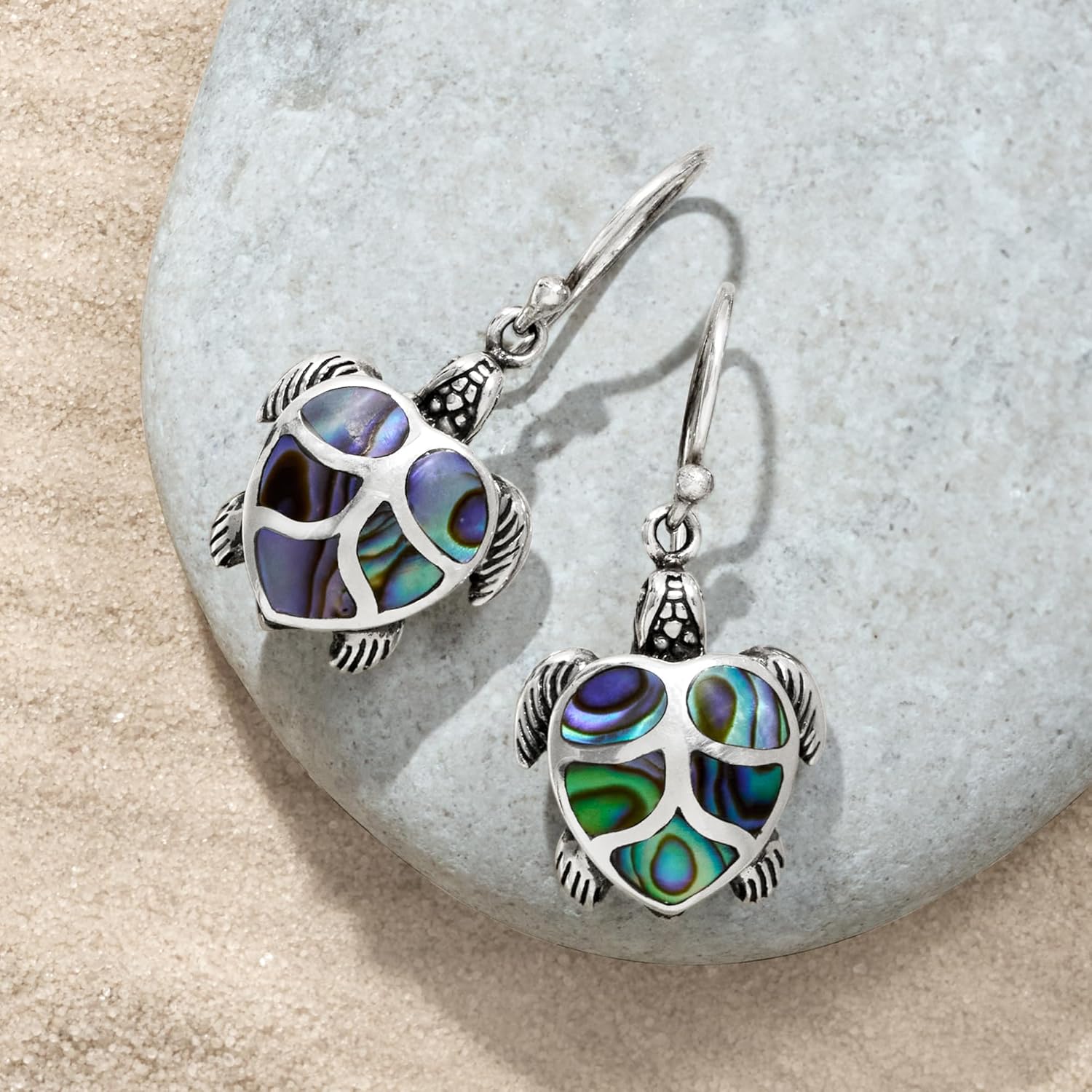 Ross-Simons Abalone Shell Bali-Style Turtle Drop Earrings in Sterling Silver - Image 3