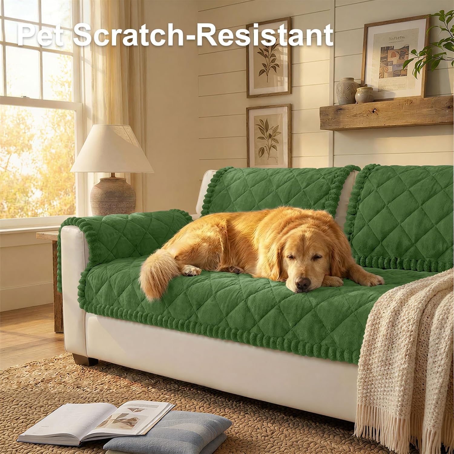 Smiry Non Slip Couch Cover for Dogs, Fuzzy Plush Pet Sofa Protector image 2