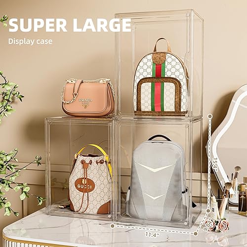 Miniatura 2 de Organizador de almacenamiento de bolsos para armario, 3 paquetes, organizador de almacenamiento de bolsos transparente, vitrina de acrílico para